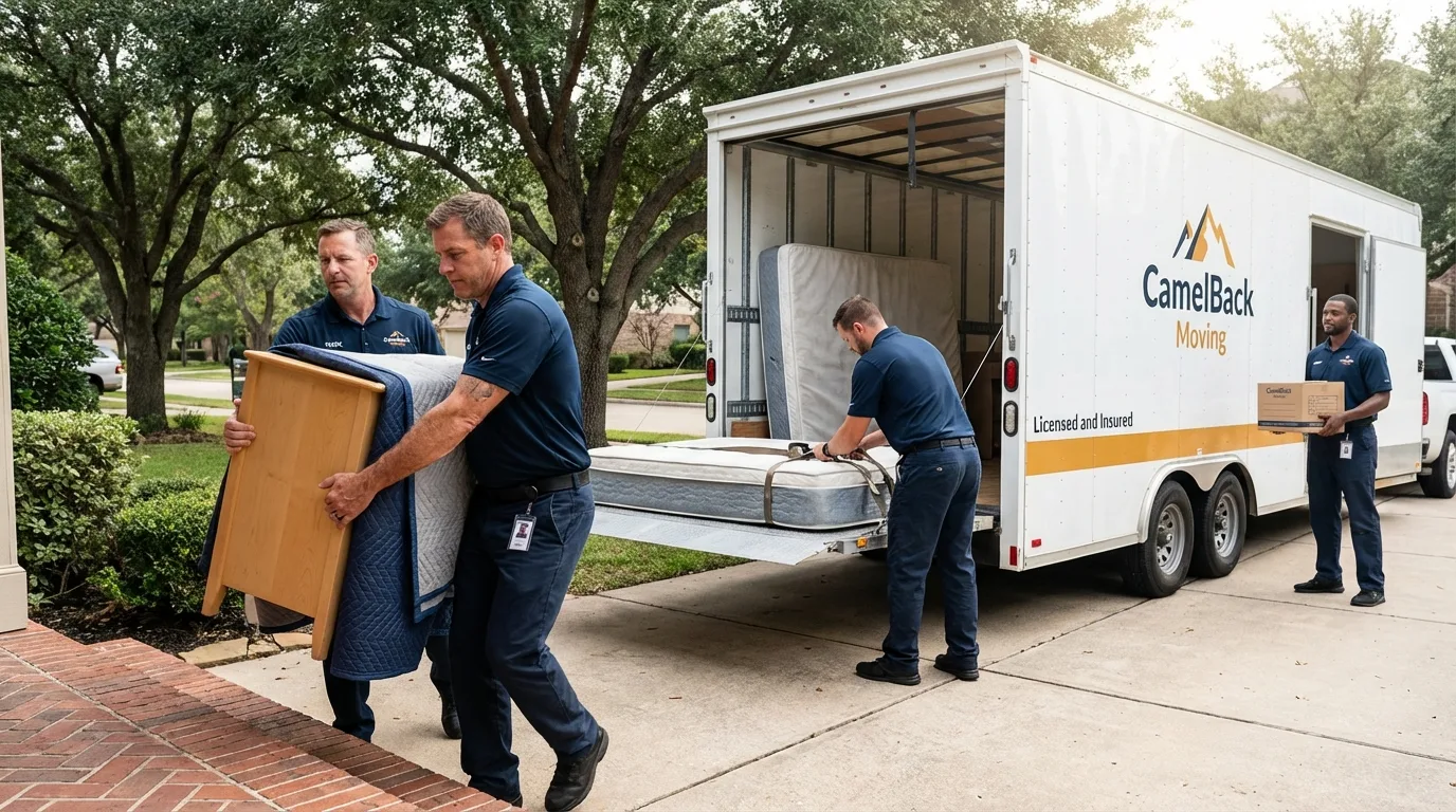 Crew loading residential truck for cross-state move from Yakima, WA
